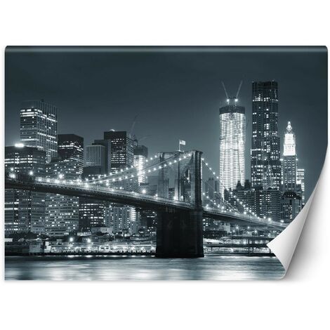Carta Da Parati, New York Ponte di Brooklyn in bianco e nero - 368x254