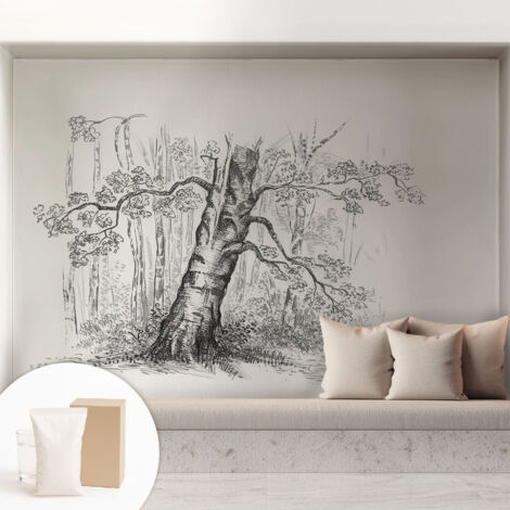 Carta Da Parati Non Tessuto - Con Colla Gratuita - Con Motivi Moderni - Design Elegante Per Pareti Albero della foresta 208x146 cm