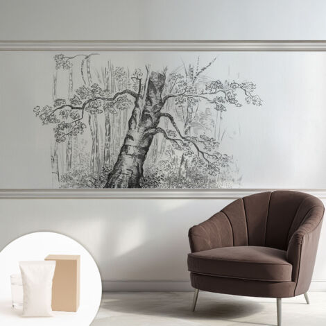 Carta Da Parati Non Tessuto - Con Colla Gratuita - Con Motivi Moderni - Design Elegante Per Pareti Albero della foresta 250x104 cm