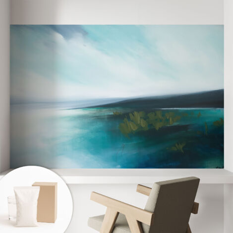 Carta Da Parati Non Tessuto - Con Colla Gratuita - Con Motivi Moderni - Design Elegante Per Pareti Armonia dell'Acqua 104x70 cm