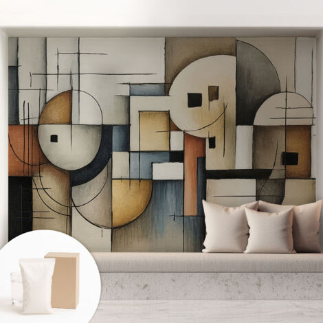 Carta Da Parati Non Tessuto - Con Colla Gratuita - Con Motivi Moderni - Design Elegante Per Pareti Armonia geometrica 208x146 cm