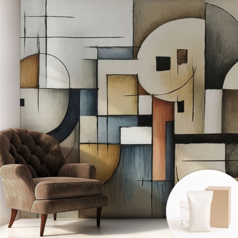 Carta Da Parati Non Tessuto - Con Colla Gratuita - Con Motivi Moderni - Design Elegante Per Pareti Armonia geometrica 250x250 cm