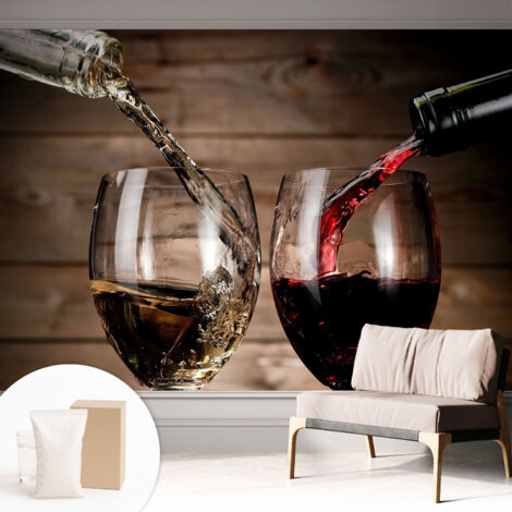 Carta Da Parati Non Tessuto - Con Colla Gratuita - Con Motivi Moderni - Design Elegante Per Pareti Bicchieri di vino 312x219 cm