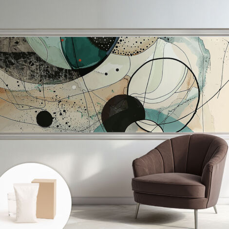 Carta Da Parati Non Tessuto - Con Colla Gratuita - Con Motivi Moderni - Design Elegante Per Pareti cerchi colorati 250x104 cm