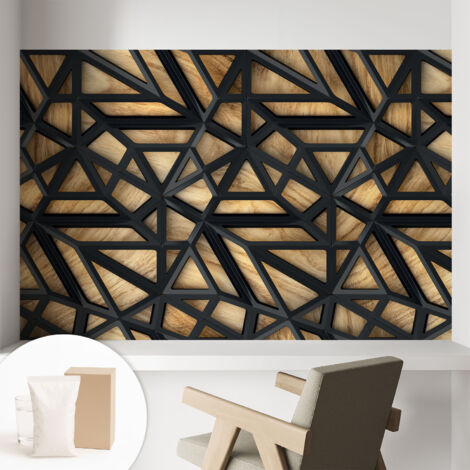 Carta Da Parati Non Tessuto - Con Colla Gratuita - Con Motivi Moderni - Design Elegante Per Pareti Connessione geometrica 104x70 cm
