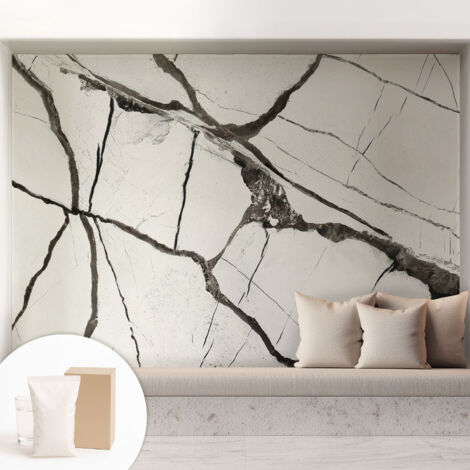 Carta Da Parati Non Tessuto - Con Colla Gratuita - Con Motivi Moderni - Design Elegante Per Pareti crepe nel marmo 208x146 cm