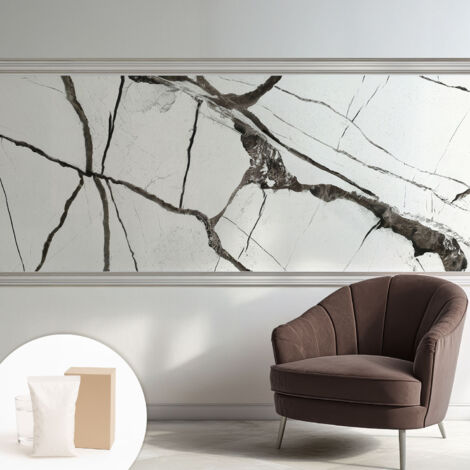 Carta Da Parati Non Tessuto - Con Colla Gratuita - Con Motivi Moderni - Design Elegante Per Pareti crepe nel marmo 250x104 cm