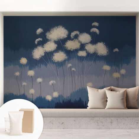 Carta Da Parati Non Tessuto - Con Colla Gratuita - Con Motivi Moderni - Design Elegante Per Pareti Denti di leone bianchi 208x146 cm