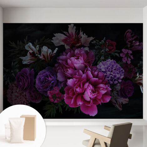 Carta Da Parati Non Tessuto - Con Colla Gratuita - Con Motivi Moderni - Design Elegante Per Pareti Eleganza floreale 152x104 cm