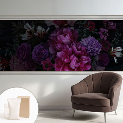 Carta Da Parati Non Tessuto - Con Colla Gratuita - Con Motivi Moderni - Design Elegante Per Pareti Eleganza floreale 250x104 cm
