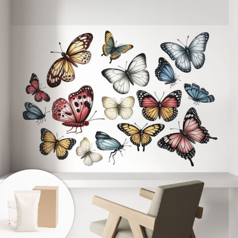 Carta Da Parati Non Tessuto - Con Colla Gratuita - Con Motivi Moderni - Design Elegante Per Pareti Farfalle del Paradiso 104x70 cm