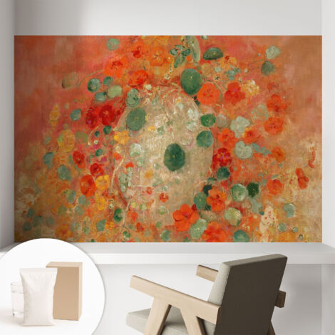 Carta Da Parati Non Tessuto - Con Colla Gratuita - Con Motivi Moderni - Design Elegante Per Pareti Fiori astratti 104x70 cm