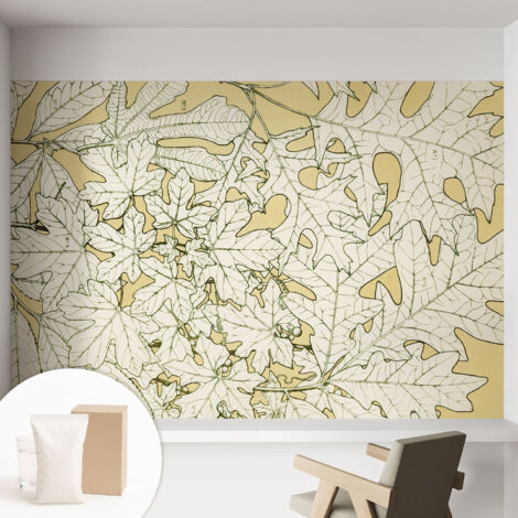 Carta Da Parati Non Tessuto - Con Colla Gratuita - Con Motivi Moderni - Design Elegante Per Pareti foglie degli alberi 152x104 cm