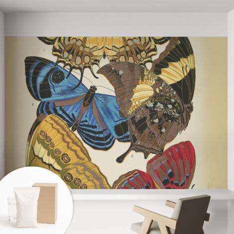 Carta Da Parati Non Tessuto - Con Colla Gratuita - Con Motivi Moderni - Design Elegante Per Pareti Ispirazione per le farfalle 152x104 cm