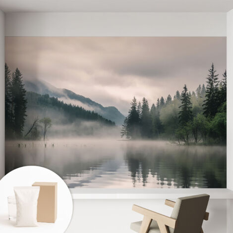 Carta Da Parati Non Tessuto - Con Colla Gratuita - Con Motivi Moderni - Design Elegante Per Pareti lago atmosferico 152x104 cm