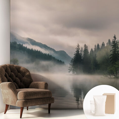 Carta Da Parati Non Tessuto - Con Colla Gratuita - Con Motivi Moderni - Design Elegante Per Pareti lago atmosferico 250x250 cm