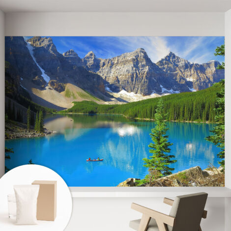 Carta Da Parati Non Tessuto - Con Colla Gratuita - Con Motivi Moderni - Design Elegante Per Pareti lago di montagna 152x104 cm