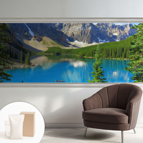 Carta Da Parati Non Tessuto - Con Colla Gratuita - Con Motivi Moderni - Design Elegante Per Pareti lago di montagna 250x104 cm