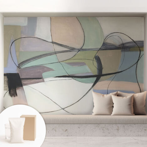 Carta Da Parati Non Tessuto - Con Colla Gratuita - Con Motivi Moderni - Design Elegante Per Pareti Linee pastello 208x146 cm