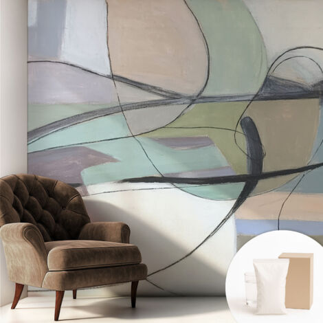 Carta Da Parati Non Tessuto - Con Colla Gratuita - Con Motivi Moderni - Design Elegante Per Pareti Linee pastello 250x250 cm