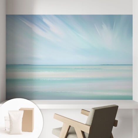 Carta Da Parati Non Tessuto - Con Colla Gratuita - Con Motivi Moderni - Design Elegante Per Pareti Mare calmo 104x70 cm