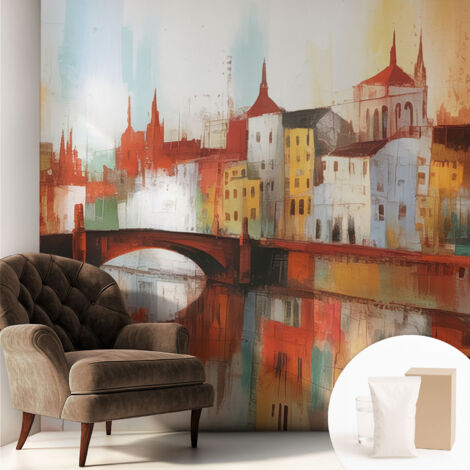 Carta Da Parati Non Tessuto - Con Colla Gratuita - Con Motivi Moderni - Design Elegante Per Pareti Paesaggio urbano 250x250 cm