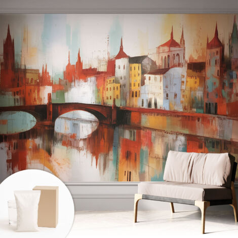 Carta Da Parati Non Tessuto - Con Colla Gratuita - Con Motivi Moderni - Design Elegante Per Pareti Paesaggio urbano 312x219 cm