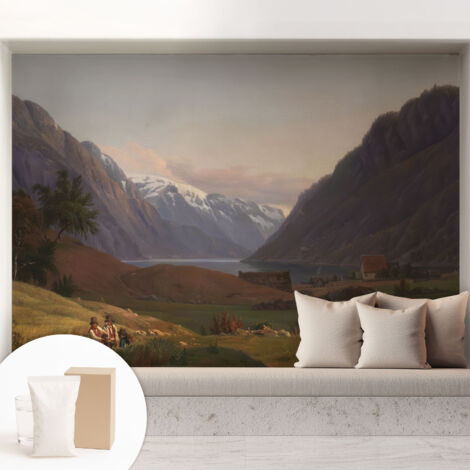 Carta Da Parati Non Tessuto - Con Colla Gratuita - Con Motivi Moderni - Design Elegante Per Pareti panorama montano 208x146 cm