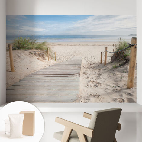 Carta Da Parati Non Tessuto - Con Colla Gratuita - Con Motivi Moderni - Design Elegante Per Pareti passerella in legno 104x70 cm