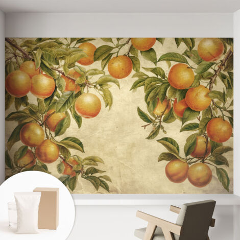 Carta Da Parati Non Tessuto - Con Colla Gratuita - Con Motivi Moderni - Design Elegante Per Pareti Rami da frutto 152x104 cm