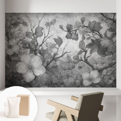 Carta Da Parati Non Tessuto - Con Colla Gratuita - Con Motivi Moderni - Design Elegante Per Pareti Ramo fiorito 104x70 cm