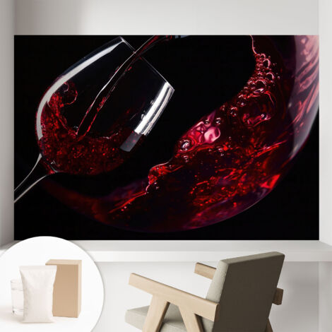 Carta Da Parati Non Tessuto - Con Colla Gratuita - Con Motivi Moderni - Design Elegante Per Pareti Vino rosso 104x70 cm