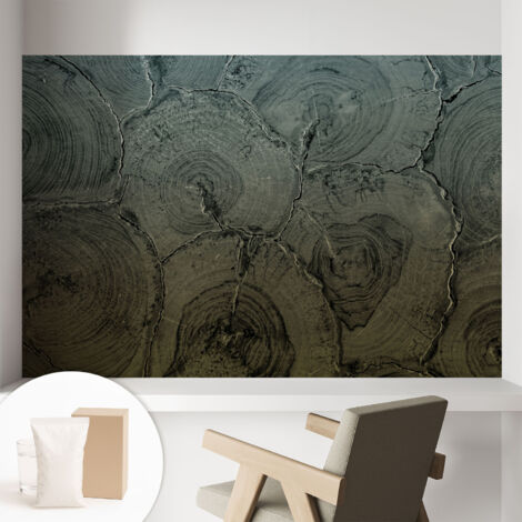 Carta Da Parati Non Tessuto - Con Colla Inclusa per Camera da Letto - Facile da Applica - Motivo decorativo Anelli di legno 104x70 cm
