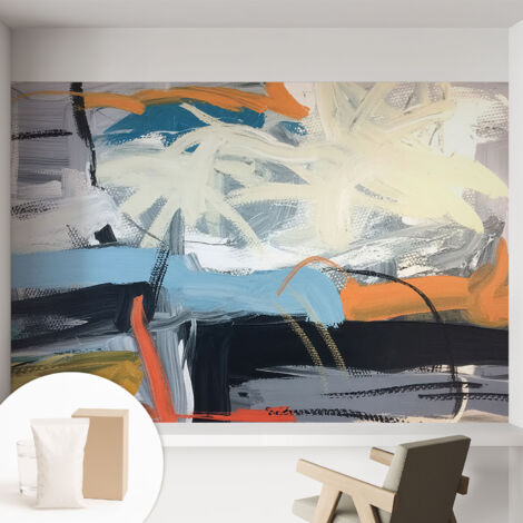 Carta Da Parati Non Tessuto - Con Colla Inclusa per Camera da Letto - Facile da Applica - Motivo decorativo Astrazione colorata 152x104 cm