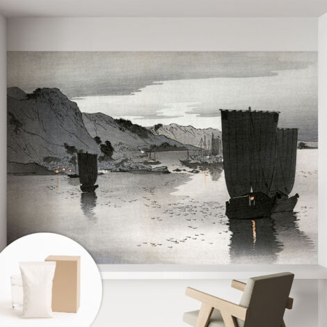 Carta Da Parati Non Tessuto - Con Colla Inclusa per Camera da Letto - Facile da Applica - Motivo decorativo Baia della Sera 152x104 cm