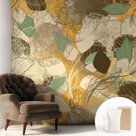 Carta Da Parati Non Tessuto - Con Colla Inclusa per Camera da Letto - Facile da Applica - Motivo decorativo Bellezza delle piante 250x250 cm