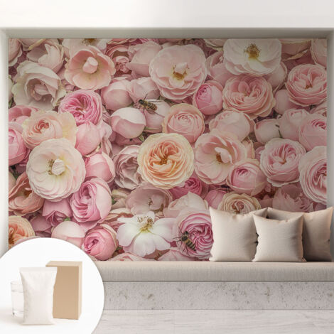 Carta Da Parati Non Tessuto - Con Colla Inclusa per Camera da Letto - Facile da Applica - Motivo decorativo Bellissimi fiori 208x146 cm