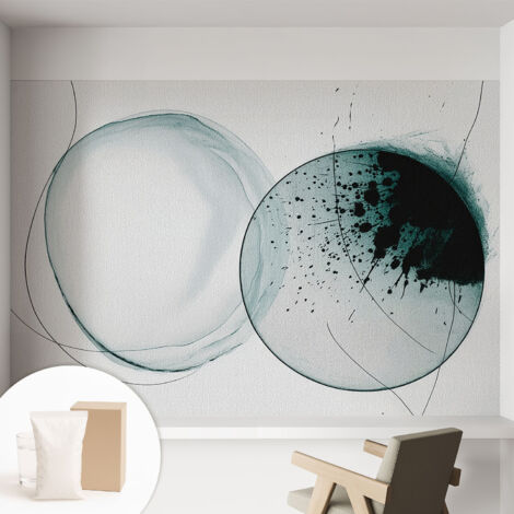 Carta Da Parati Non Tessuto - Con Colla Inclusa per Camera da Letto - Facile da Applica - Motivo decorativo Cerchi verdi 152x104 cm