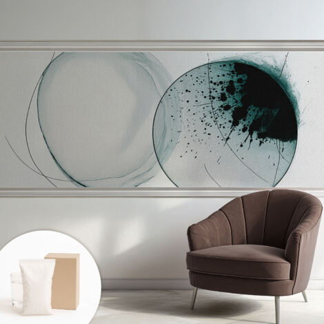 Carta Da Parati Non Tessuto - Con Colla Inclusa per Camera da Letto - Facile da Applica - Motivo decorativo Cerchi verdi 250x104 cm