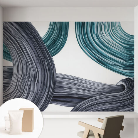 Carta Da Parati Non Tessuto - Con Colla Inclusa per Camera da Letto - Facile da Applica - Motivo decorativo Condotte fluidiche 152x104 cm