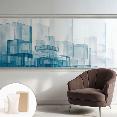 Carta Da Parati Non Tessuto - Con Colla Inclusa per Camera da Letto - Facile da Applica - Motivo decorativo Cubi trasparenti 250x104 cm