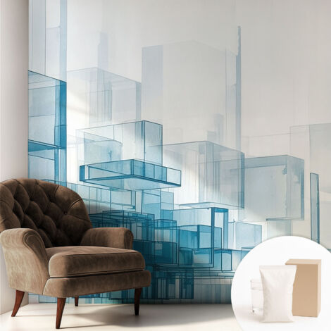 Carta Da Parati Non Tessuto - Con Colla Inclusa per Camera da Letto - Facile da Applica - Motivo decorativo Cubi trasparenti 250x250 cm