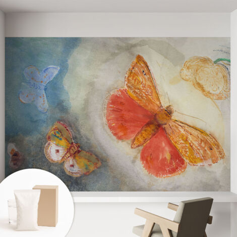 Carta Da Parati Non Tessuto - Con Colla Inclusa per Camera da Letto - Facile da Applica - Motivo decorativo Farfalle colorate 152x104 cm