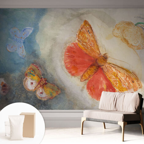 Carta Da Parati Non Tessuto - Con Colla Inclusa per Camera da Letto - Facile da Applica - Motivo decorativo Farfalle colorate 312x219 cm