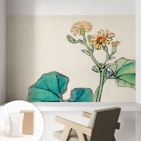 Carta Da Parati Non Tessuto - Con Colla Inclusa per Camera da Letto - Facile da Applica - Motivo decorativo Fiore e foglie 104x70 cm