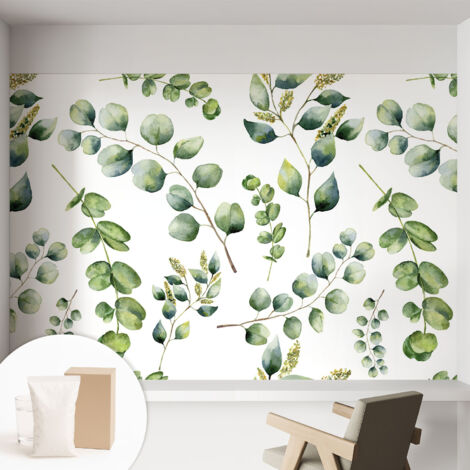 Carta Da Parati Non Tessuto - Con Colla Inclusa per Camera da Letto - Facile da Applica - Motivo decorativo Foglie verdi 152x104 cm