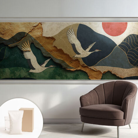 Carta Da Parati Non Tessuto - Con Colla Inclusa per Camera da Letto - Facile da Applica - Motivo decorativo Gru dell'Est 250x104 cm
