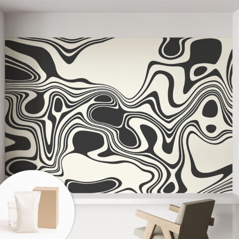 Carta Da Parati Non Tessuto - Con Colla Inclusa per Camera da Letto - Facile da Applica - Motivo decorativo Linee dinamiche 152x104 cm