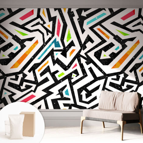 Carta Da Parati Non Tessuto - Con Colla Inclusa per Camera da Letto - Facile da Applica - Motivo decorativo Mosaico astratto 312x219 cm