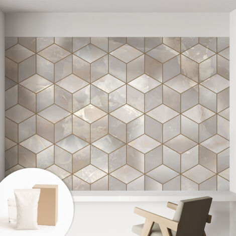 Carta Da Parati Non Tessuto - Con Colla Inclusa per Camera da Letto - Facile da Applica - Motivo decorativo Mosaico geometrico 152x104 cm